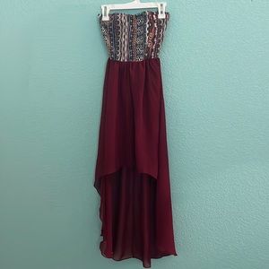 Strapless high-low dress